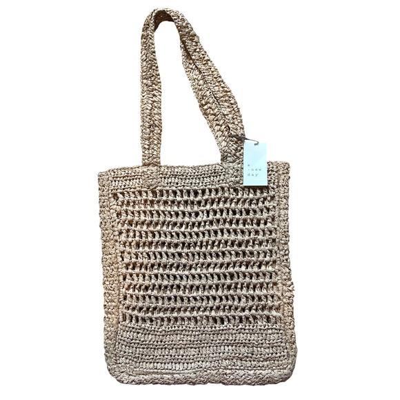 a new day Handbags - NWT Women Tote Bag Tan Straw Raffia Open Weave Ethically Made Beach Market Bag